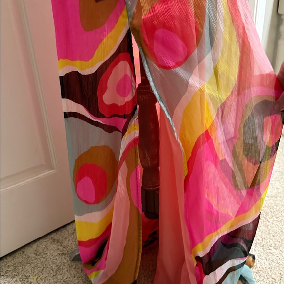 Colorful Abstract Print Maxi Dress Boho Resort Vacation European Summer M - Picture 5 of 13